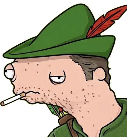 the sole registered poor of Sherwood, mid cigarette